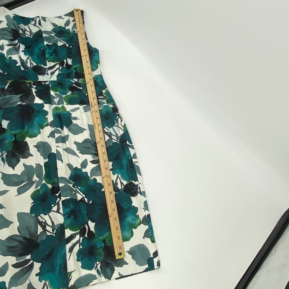 Lauren Ralph Lauren Floral Sheath Dress Teal Green White Sleeveless Size 4 - Picture 9 of 9